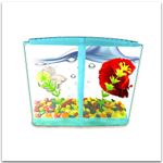 Double Betta Fish Tank for Aquarium kit - (Stylish Portable Table Aquarium Betta House) – with Artificial Plant Transparent Light Blue Color - (8 x 4 x 5 inch)