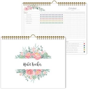 Habit Tracker Calendar,12 Monthly Habit Tracker Journal with Spiral Binding,Undated Weekly Monthly Planner to Boost Productivity&Self Improvement,8.5"x11"(Pink)
