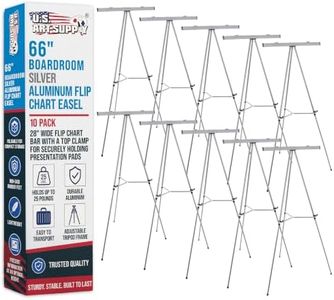 U.S. Art Supply 66" High Boardroom Classroom Silver Flip Chart Easel 10Pack