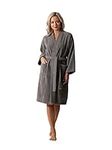 Luxurious Turkish Cotton Kimono Collar Super-Soft Terry Absorbent Bathrobes for Women (Gray, XX-Large)