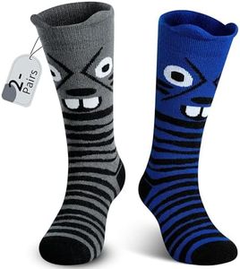 Muezna Kids Wool Ski Socks 2 Pairs Toddler Winter Warm Thermal Snow Socks Boys Girls for Snowboard Skating OTC, 2pairs-blue/Grey