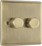 BG Electrical Double Dimmer Switch, 2-Way Push On/Off, Trailing Edge, 200 Watts