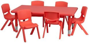 Flash Furniture Rectangular Activity Table Set, 24"W x 48"D x 14.50" - 23.75"H, Red