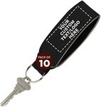 DISCOUNT PROMOS 10 Neoprene Strap Keychains Set - Customizable Text, Logo - Stretchable, Split-ring, Vibrant - Black