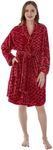PAVILIA Red Womens Robes Lightweight, Knee Length Plush Fluffy Shower Bathrobe for College Dorm Ladies, Soft Fuzzy Cozy with Pockets, L/XL