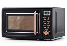 Compact Microwave Oven, SIMOE Retro Countertop Microwave 0.7 cu. ft. 700W with 8 Auto-cooking Set(Black)