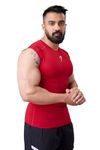 FUAARK Men's Sleeveless Compression Gym Tank Tops Sport Vest (Medium, Red)