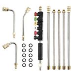 Yaegoo Pressure Washer Extension Wand Set, Upgrade Power Washer Lance with Spray Nozzle Tips,30°,90°,120° Curved Rod, 1/4’’Quick Connect, 10 Replaceable Anti-Leaked Ring 4000 PSI