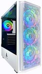 Apevia Predator-WH Mid Tower Gaming Case with 1x Tempered Glass Panel, Top USB3.0/USB2.0/Audio Ports, 4X RGB Fans, White Case