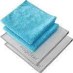 MagicFiber Glass & Window Cleaning Cloth (4-Pack, 13x13) Ultra-Soft, Reusable, Absorbent & Lint-Free Rags - Towels for Dusting, Glasses, Windows, Mirrors, Cars, Windshields & More