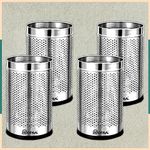 Mofna Stainless Steel Perforated Open Dustbin Set of 4, (7x10 Inch) 6 Liter Trash can Garbage Bin Paper Bin