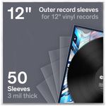 Boundless Audio Vinyl Record Sleeves - 50 x Premium Outer Vinyl Sleeves For Records - 12.75" x 12.75" Heavy Duty 3 Mil Thick Crystal Clear Polypropylene