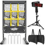 PLAYAPUT Baseball Pitching Net & Radar Speed Gun Combo Set for Baseball and Softball Player Practice Pitching & Hitting Skills, Pitcher Training Net with Strike Zone and Radar Gun for Improve Accuracy