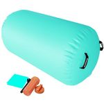 CHAMPIONPLUS Tumbling Mat Fitness Inflatable Air Roller | Tumble Track Tumbing Mat Inflatable Gymnastics Air Mat Beam | Gym/Yoga/Training/Tumbling/Home Use | Mint Green Length 1M, Diameter 0.6M