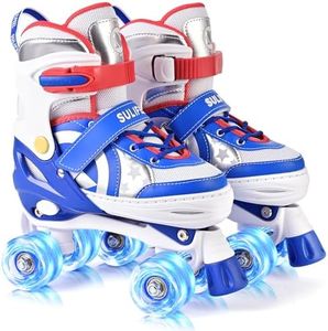 SULIFEEL Rainbow Unicorn 4 Size Adjustable Light up Roller Skates for Girls Boys for Kids