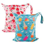 Babygoal Wet Dry Bags Diaper Bag, Washable Travel Bag Organizer Pouches, Beach, Pool, Gym Large Wet Bag for Swimsuits & Wet Dry Clothes with Two Zippered Pockets 2 Pack LN02-CA