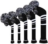 Scott Edward Knit Golf Club Cover for Woods and Driver Set of 5 Head Covers Protect Driver Wood(460cc) 1 Fairway Wood2 and Hybrid/UT2 with Rotating Club Number Tags (Black)