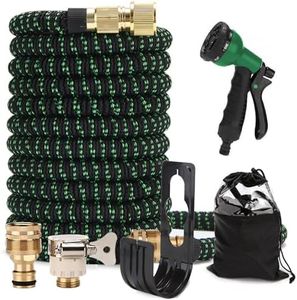 ZAOZAOLLND Garden Hose, 75/50ft Expandable Garden Hose, with 8-Pattern Nozzle, 1/2' & 3/4' Convertible Connectors, Lightweight and Easy to Store (Green, 15m)