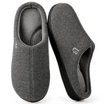 LongBay Men's Memory Foam Slippers Slip On Warm Fluffy House Shoes Grey, 8.5-9.5