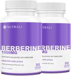 New Berberine MAXIMUM POTENCY 1000mg per Serving (2 capsules 500mg each) Supports Blood Sugar Levels, Healthy Lipid (Fat) and Glucose Metabolism. Non-GMO, Vegan, Gluten Free. 90 Easy to Swallow Capsules- 2 pack
