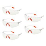 YAAVAAW 5 Pack Clear Safety Glasses,Safety Protection Glasses Eyewear With Clear Plastic Lenses/Featuring Rubber Nose/Ear Grips,Safety Specs for Kids Nerf Gun Battles&Laboratory Work Safety Goggles