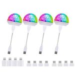 USB Mini Disco Lights, 4Packs, Stage DJ Lights, Magic Ball Lights, Stage Lights, USB Port Power, Birthday Party Christmas Family KTV