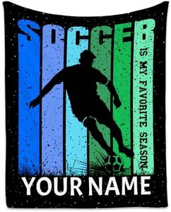 Custom Soccer Blanket for Boys Men, Personalized Soccer Gifts for Adults, 60"x80" Flannel Sport Blankets Decor for Bedroom, Soft Fuzzy Kids Throws for Living Room
