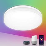 Lepro Smart LED Ceiling Light Dimmable, RGB Colour Changing Ceiling Light, App or Voice Control, IP54 Waterproof Bathroom Light, 15W 1250lm, Warm to Cool White Tunable, Work with Alexa and Google Home