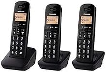 Panasonic KX-TGB613EB DECT Cordless Landline Telephone with Nuisance Call Blocker and Shock Resistant Handsets (Triple Handset Pack) – Black