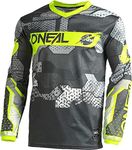 O'NEAL Mountain Bike Motocross Long Sleeve Shirt | Children | MTB MX DH FR Downhill Freeride | Breathable Material Padded Elbow Protection | Element Youth Jersey V.22, Grey/Neon Yellow, XL