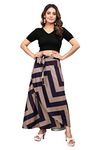 Tennecy Women Western Looks Long Wrap Around Skirt Free Size(Black-Brown).