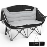 KingCamp Double Camping Chair, Portable Outdoor Chair Heavy Duty 660LBS Support with Cup Holder, Oversized Portable Luxury Folding Camping Loveseat for Sports & Outdoor Adventures(Black/Grey)