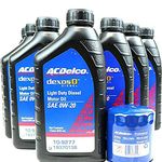 AC Delco DexosD 0w-20 Light Duty Diesel Engine Oil 19370138, 10-9277 and AC Delco PF66, 55495105, 19391402 Oil Filter Oil Change Kit For 3.0l Duramax Diesel LM2…