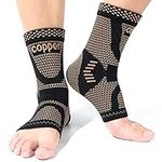 Copper Infused Compression Ankle Brace, Ankle Support Sleeve for Men & Women, for Foot Pain Relief, Plantar Fasciitis, Sprained Ankle, Achilles Tendonitis, Recovery, Ankle Support and Protection (M)