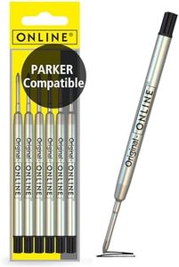 6X Ballpoint Pen Refills for Parker I Made in Switzerland I Works for Most Brands I Medium Tip I ONLINE International Standard Biro Ink Refills I Documentary Proof I Universal Refills I Color: Black