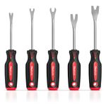 Olsa Tools 5pc Automotive Fastener Remover | Plastic Clip Trim Remover | Panel Removal Tool Kit | Ergonomic Soft Grip Handles | Push Pins Rivets Car Door Panel Clips Assortment | Trim Removal Tool