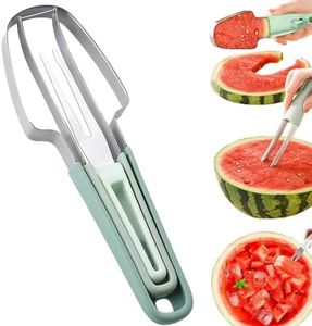 Generic 3-in-1 Stainless Steel Fruit Cutter, 2024 New Watermelon Fork Slicer Cutter, Dual Head Fruit Forks Slicer Watermelon Cutter Tool, Summer Fruit Cutting Fork for Home, Kitchen, Camping (1pcs)