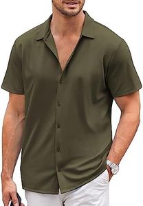 COOFANDY Mens Short Sleeve Button Down Shirts Casual Wrinkle Free Summer Beach Shirt