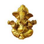 Golden Lord Ganesha Statue, Small Hindu Elephant God Statue Ganesha Buddha Figurine Ornaments for Home Office Car Decoration (Gold: 2.8 * 5 * 4.5cm)