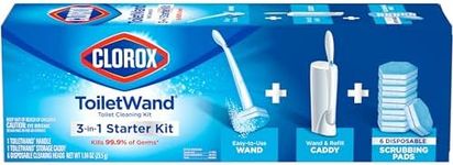 Clorox 03191 ToiletWand Disposable Toilet Cleaning System with 6 Disinfecting ToiletWand Refill Heads, White/Blue, Pack of 8