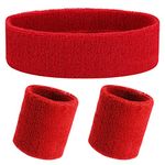 Yolev 3Pieces Sports Sweatband Set Sports Headband Wristband (1 Headband and 2 Wristbands) Set Sweatbands for Athletic Men and Women