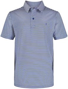 IZOD Boys' Performance Golf Grid Short Sleeve Stretch Collared Polo Shirt, Surf The Web Stripe, 8