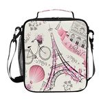 TropicalLife Eiffel Tower Paris France Lunch Bag for Kids Girl Boy Insulated Lunch Box Portable Bento Bag Reusable Thermal Tote Cooler Bag Leakproof Picnic Lunch Bag for School