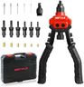 WETOLS 3 in 1 Rivet Nut Tool, Rivet Gun, Reamer Set, Professional Rivet Gun Kit with 5 Rivet Heads and 6 Metric & SAE Mandrels, Hand Riveter Tool with 50 Rivets and 60 Rivet Nuts, Sturdy Case, WE-890