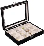 Stratalife Jewelry Box Cute Earring Holder Organizer Small Jewelry Boxes for Women Jewelry Storage Earring Case Jewelry Trinket Tray Dresser Organizer Beige