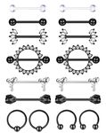 Adramata 8Pairs 14G Nipple Rings for Women Men Stainless Steel Horseshoe Plastic Cute Nipple Rings Large Sexy Nipple Rings Set Tongue Nipple Barbells Nipple Piercing Jewelry