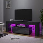 Panana 51inch TV Stand Storage Glass Shelves Big Drawer Sideboard 16 Colors RGB LED Lighted TV Cabinet for 32 40 43 50 55 inch 4k TV (Black, With LED)