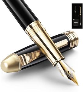 YUMSWETP Luxury Fountain Pen Gift Set For Writing Smooth, Fine Nib, Includes Refillable Ink Converter &10 Black 3.4mm Ink Cartridges Metal Pen,Journaling Fancy Pen