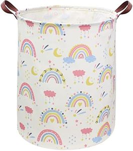 Essme Rainbow laundry basket,Collapsible Kids Laundry Hamper with Waterproof PE Coating,Girls Hamper Nursery Hamper for Girls Room Decor,Toy storage,Gift Basket.(Rainbow)