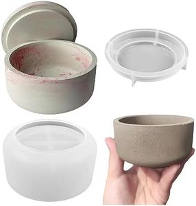 FirstTry Box Resin Molds I Concrete Round Short Silicone Epoxy Casting Mould with Lid I for DIY Handmade Necklace Earring Art Crafts Jewelry Storage Box Ring Trinket Container Decorations (Smooth)
